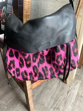 Aimee Kestenberg Black & Hot Pink Leopard Hobo y2k